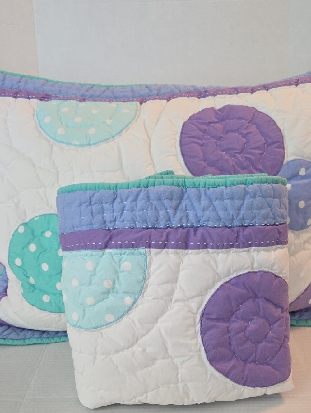 Pottery Barn Teen Vintage Dottie Purple Quilted Cotton Standard Pillow Shams